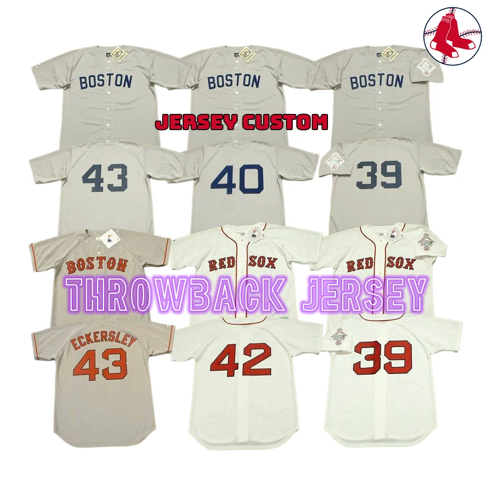 Wholesale Men's Boston 39 Mike Greenwell 40 Ken Harrelson 42 Mo Vaughn 43  Dennis Eckersley Throwback Baseball Jersey Stitched S-5xl From m.