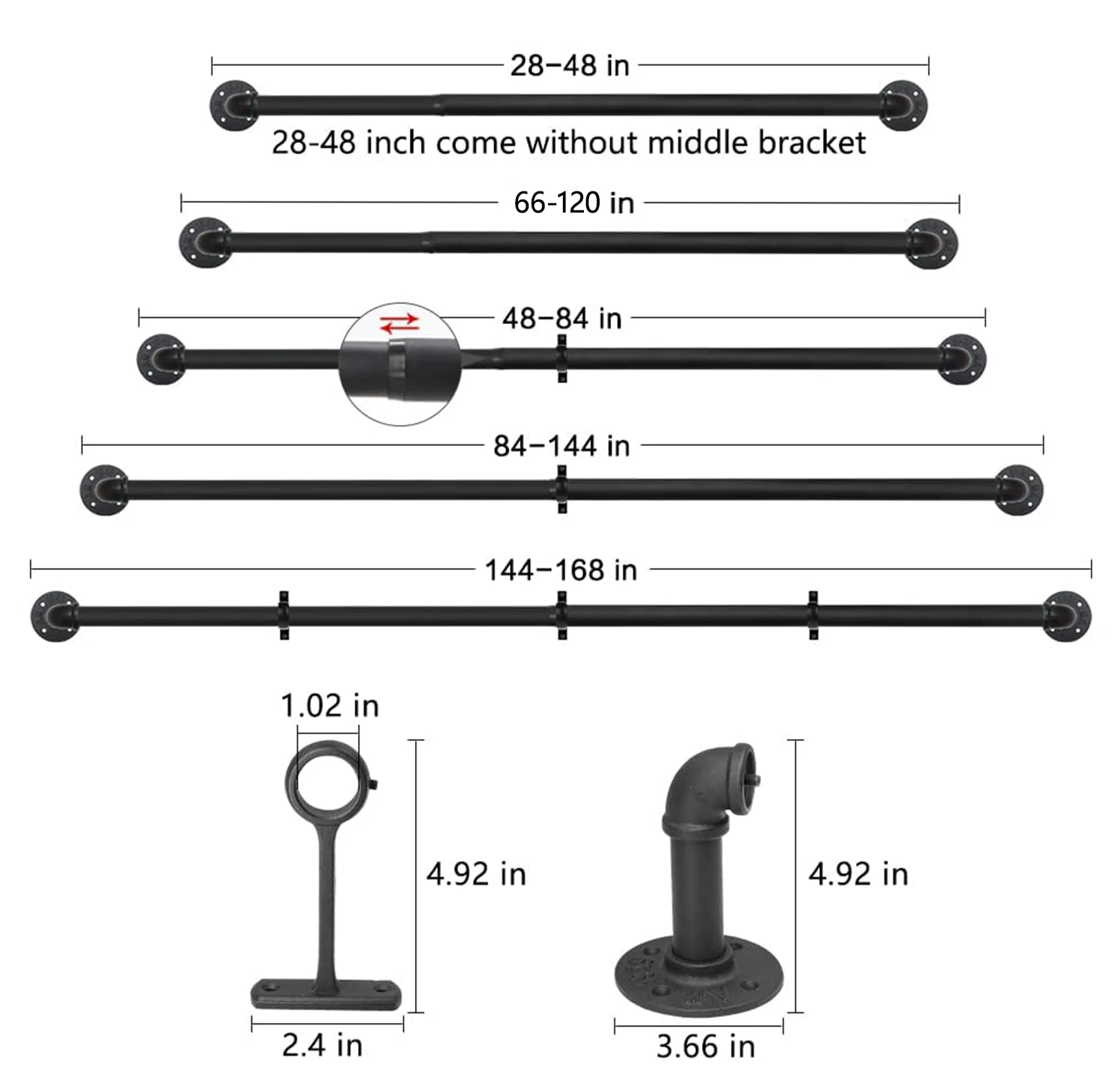 Alibaba.com: Yarun 1 inch Telescopic Curtain Rod, Black Metal, Modern  Design, Strong Bearing with Easy Installation : Connect with reliable  suppliers for bulk purchases., image size:1498x1446