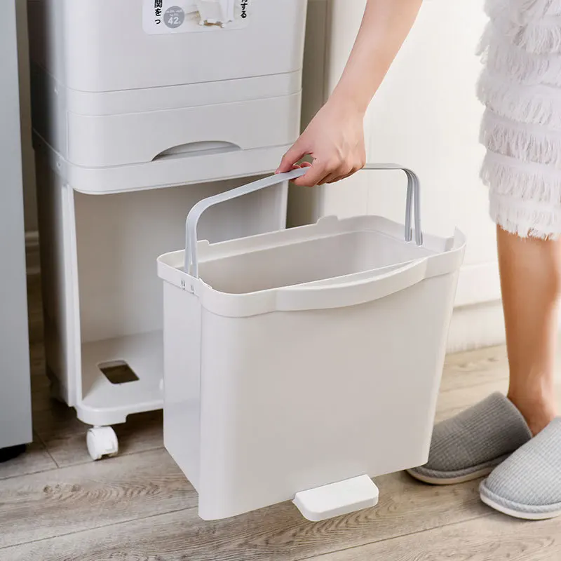 42L Double Layer Japanese Style Plastic Classify Waste Bin With Drawer