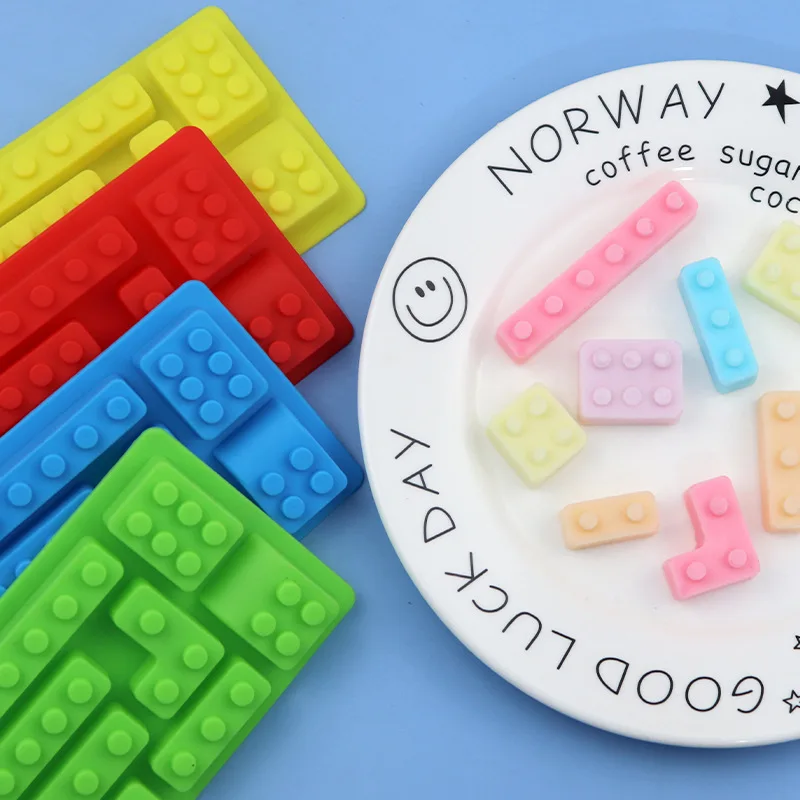 Building Block Moulds Silicone Building Brick Molds 12 Kinds of Shapes Ice Cube Candy Moulds Baking Minifigure
