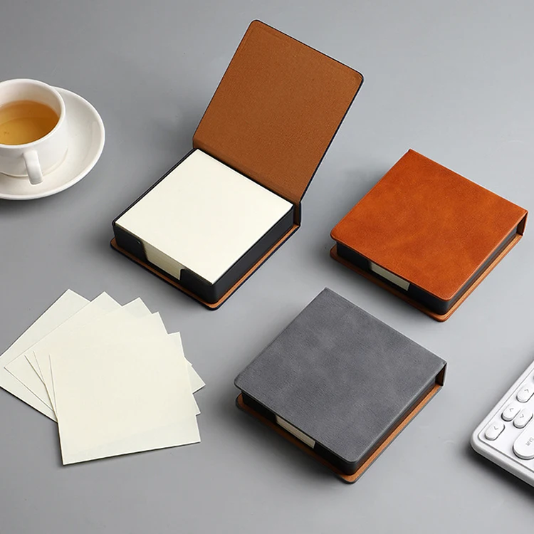 Factory Supply Creative Leather Box Pad With Custom Logo Business Office Notepad Sticky Notes Clipboard