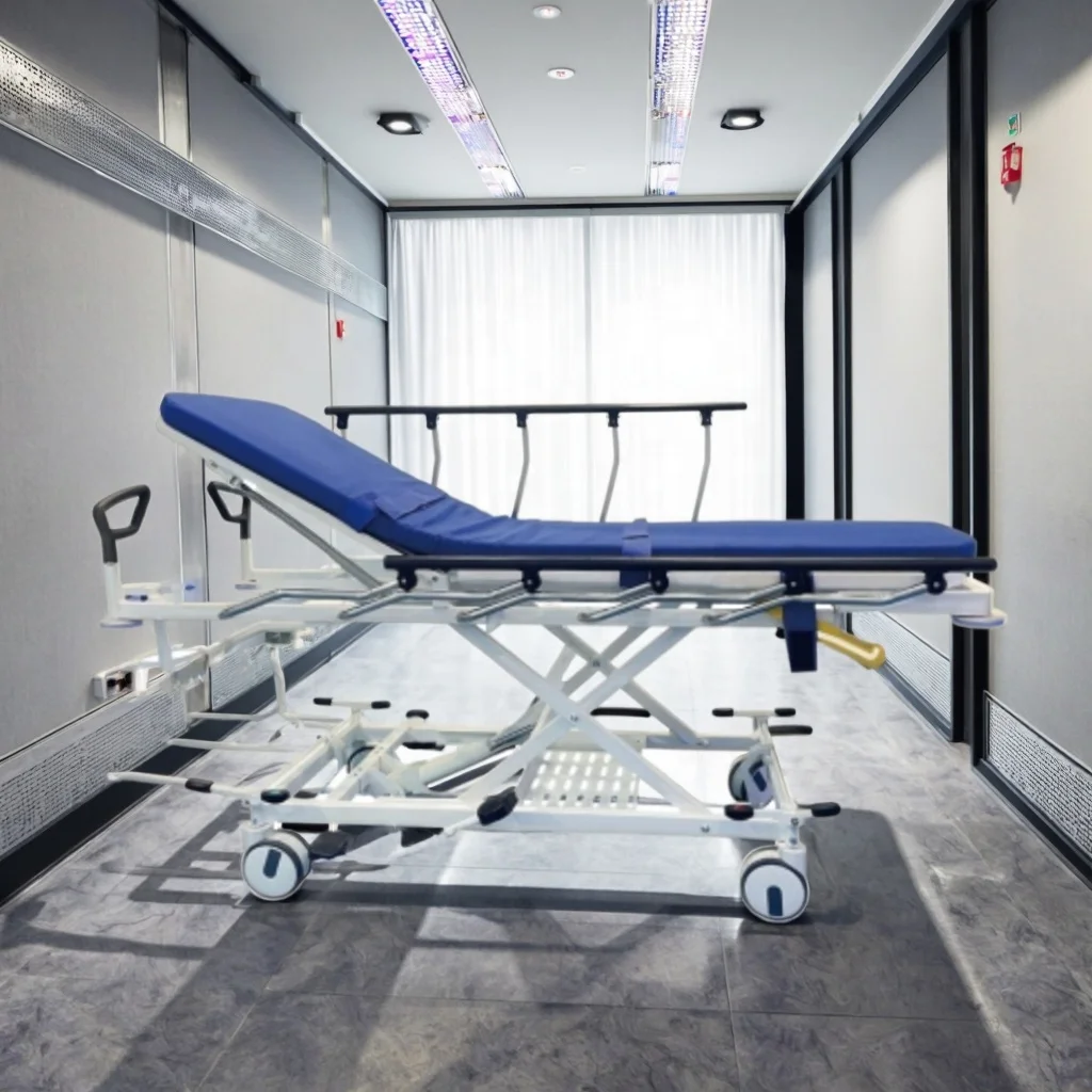 320mm Height Adjustable Wide-Base Metal Hydraulic Trolley Infusion for General Ward School Transfers Modern Hospital Furniture 3