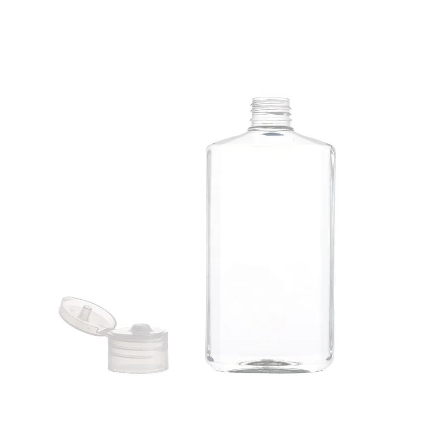 In Stock Flip Cap 500ml PET Empty clear square Octagonal Squeeze Plastic Bottle