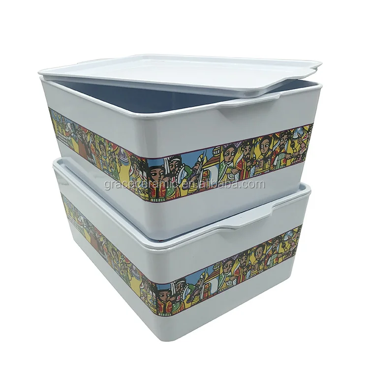 Popular Ethiopian Coffee Set Rekebot Saba Plastic Melamine Coffee Box Tray for Ceremony