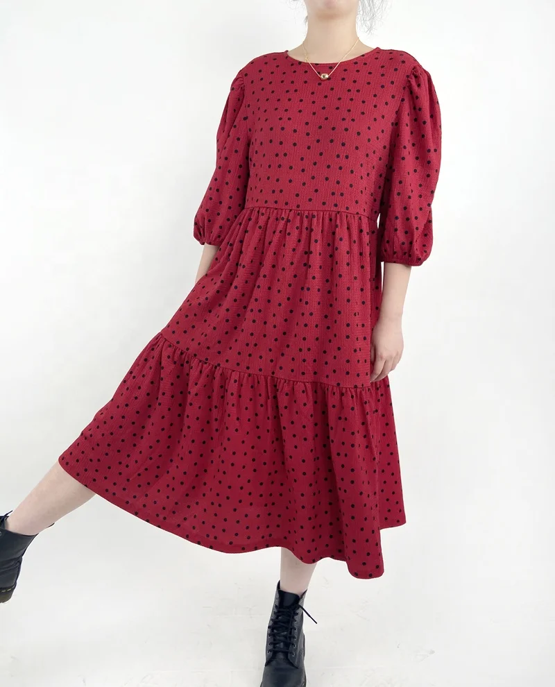 Hotsales Korean Dress Supplier Red And Black Dots Print Lady Casual Poplin  3-tiered Dresses For Women - Buy Lady Casual Dresses,Adult Floral Dress,Korean  Style Women Dress Product on Alibaba.com