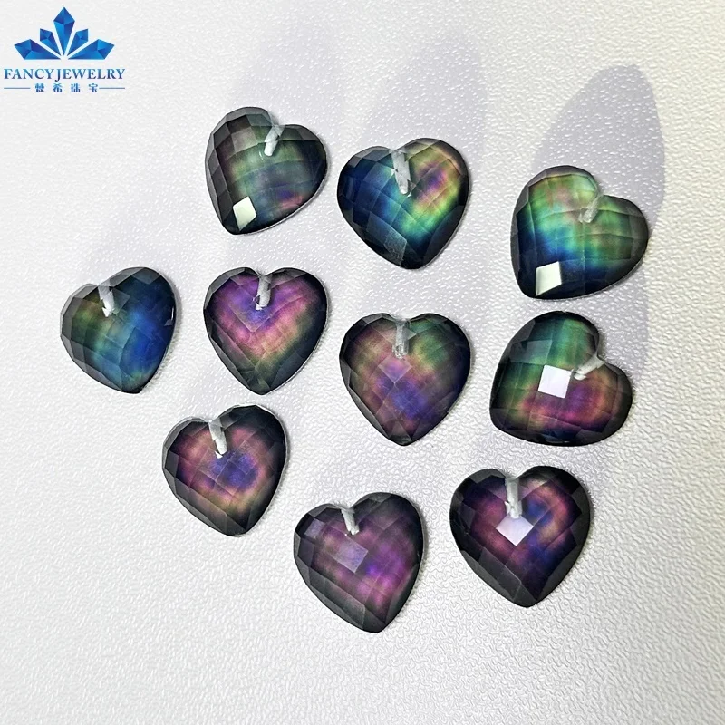 New Arrival Custom Color Change Temperature Sensing 16x16mm Heart Shape Flat Back Faceted Mood Stone Beads for DIY Making