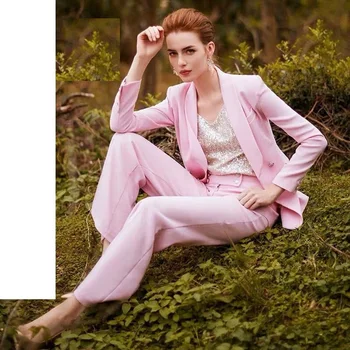 New Trend Cape Collar Pink Suit Women Colors 2 Pieces Wholesale