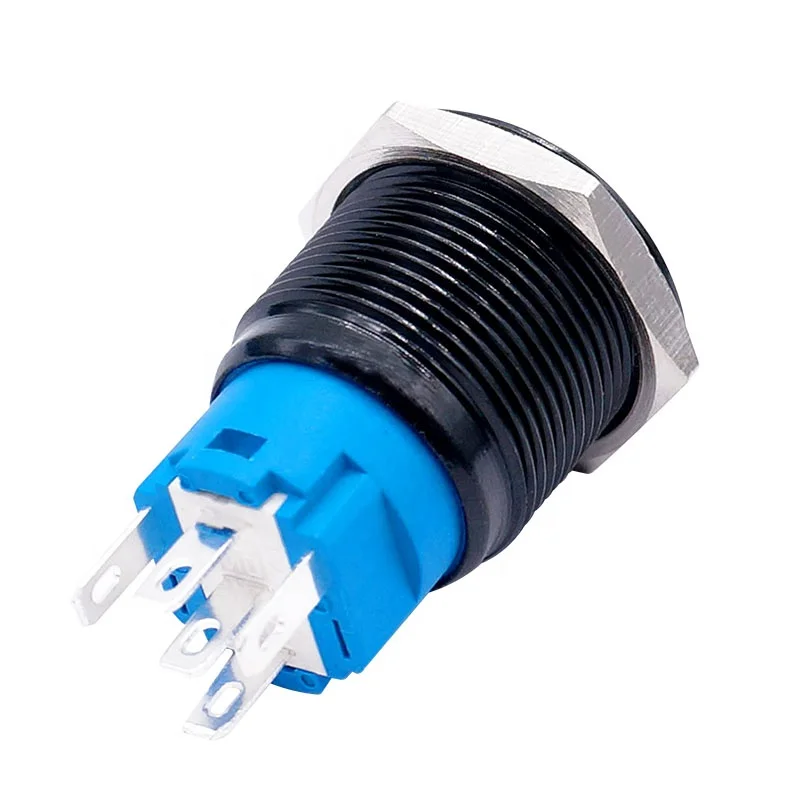 Xscorpion 16mm Blue LED Laser Push Button Switch 12V (2 Pack) - Maintained On/Off With Socket Plug