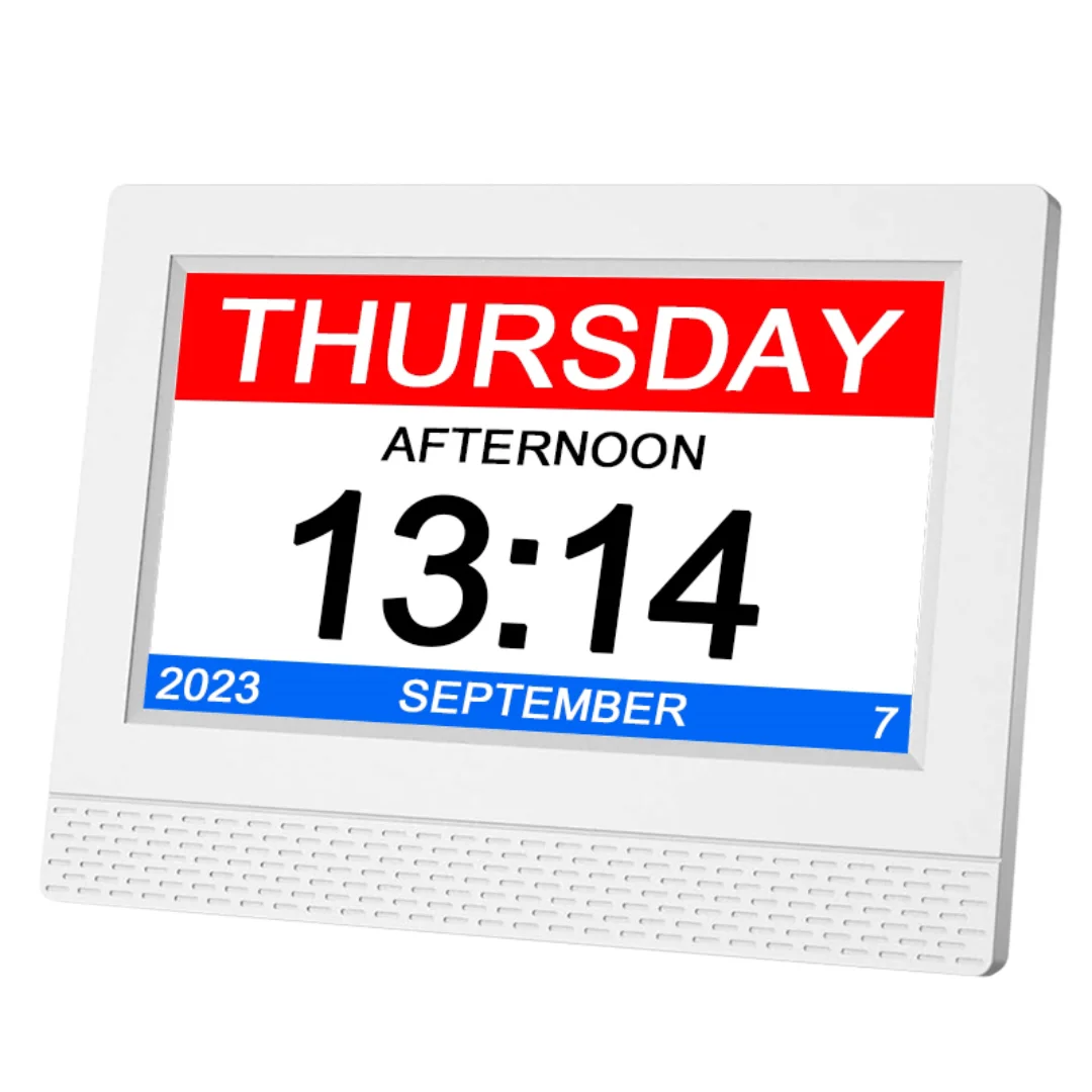 Digital day clock 7 inch led display time 21 sets of alarm dementia