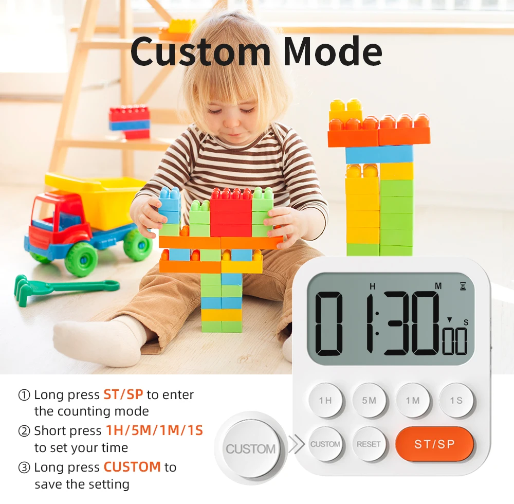 Positive Countdown Memory Function Display Time 3 Levels Volume Kitchen Timer Fitness Battery Operated Visual Alert Timer