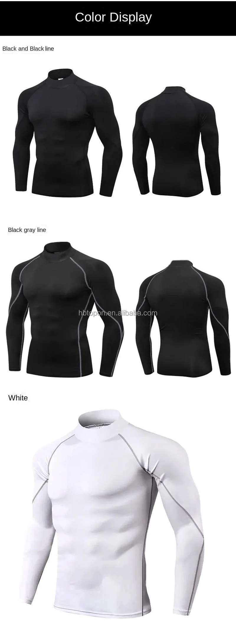 Custom Wholesale Compression Shirts Base Layer Polyester Workout Shirt Men Fitness Long Sleeve