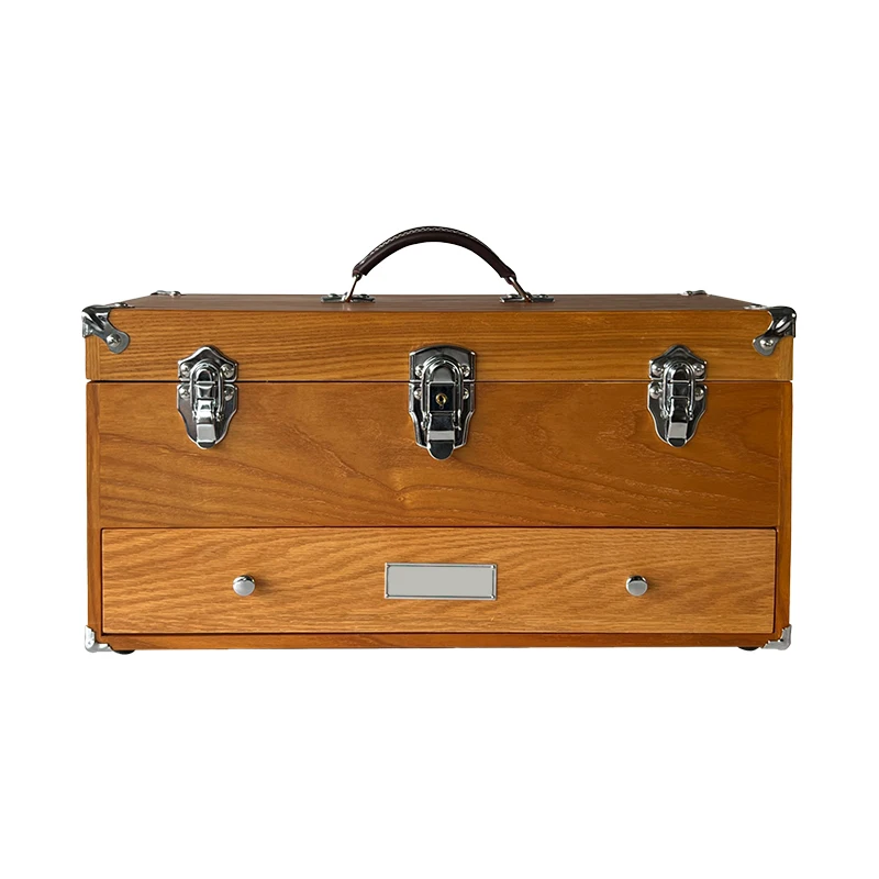 Factory Direct Custom Double Layer Solid Wooden Tool Box Custom Wooden & Bamboo Packaging Boxes