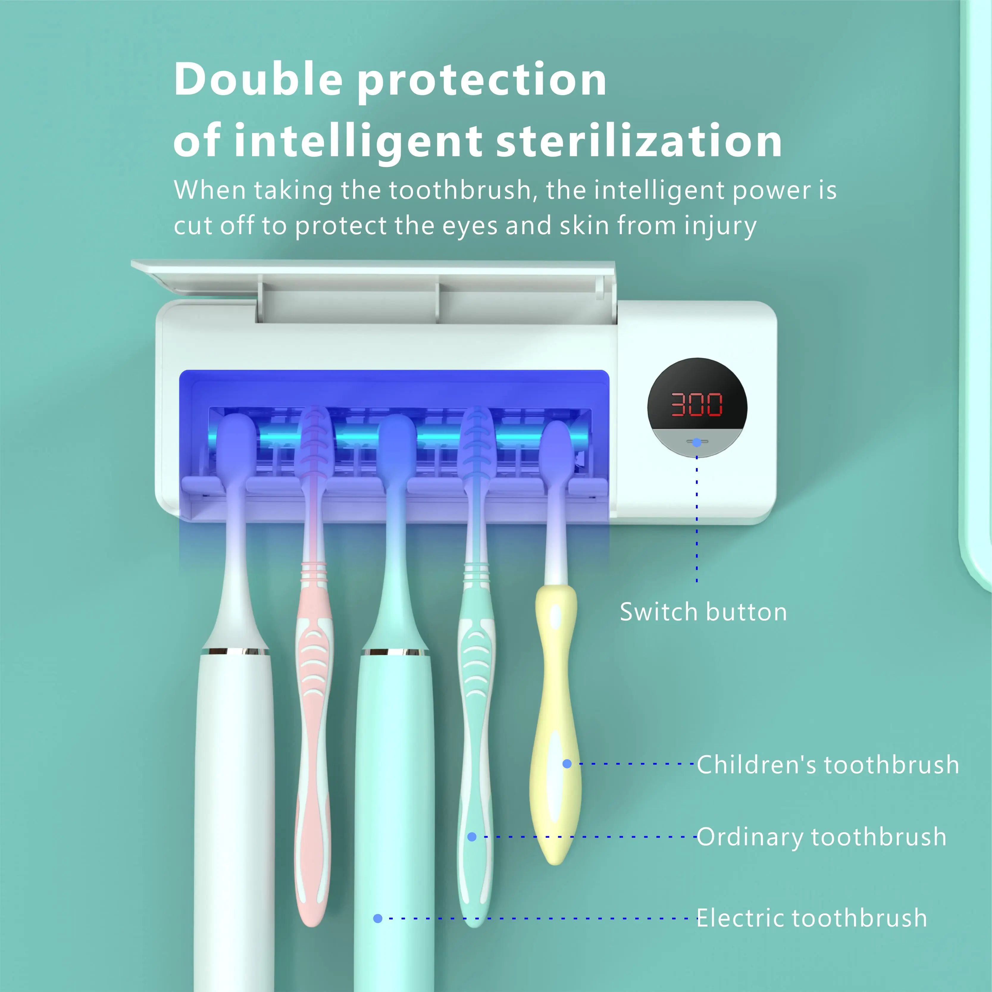 Auto Uvc Sterilizer Toothbrush Holder with Battery Inside Smart Toothbrush Sterilizer