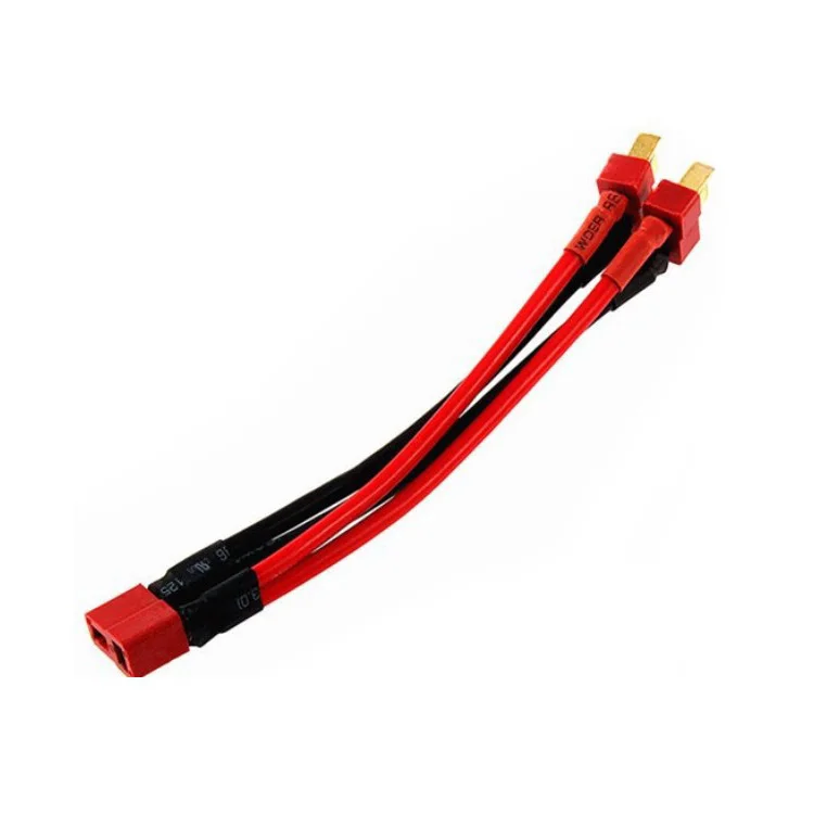 Deans Connector Dual Battery Extension Y Splitter T Plug Adapter Cable 14AWG Leads for RC Lipo Battery Parallel Wire Harness