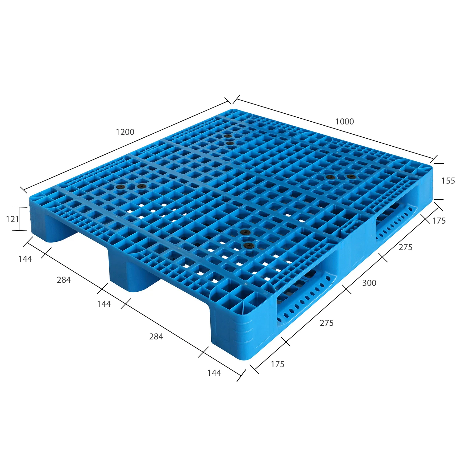 Zware duty industriële enkelzijdige plastic palette 1200 x 1000 mm 40x 48 Euro plastic pallets voor transport