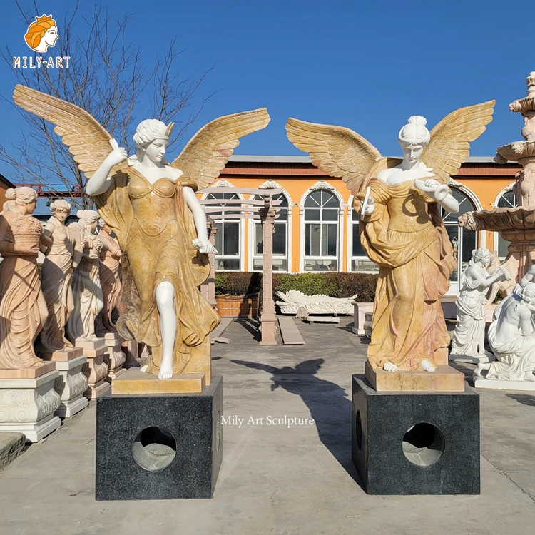 Hand Carved Life Size Stone Carving Marble Flying Angel Statue ...