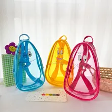 Wholesale Kids Transparent Backpack  Kawaii Babai Papa Transparent Schoolbag Kawaii PVC Anime Cartoon Shoulderbag for Kids
