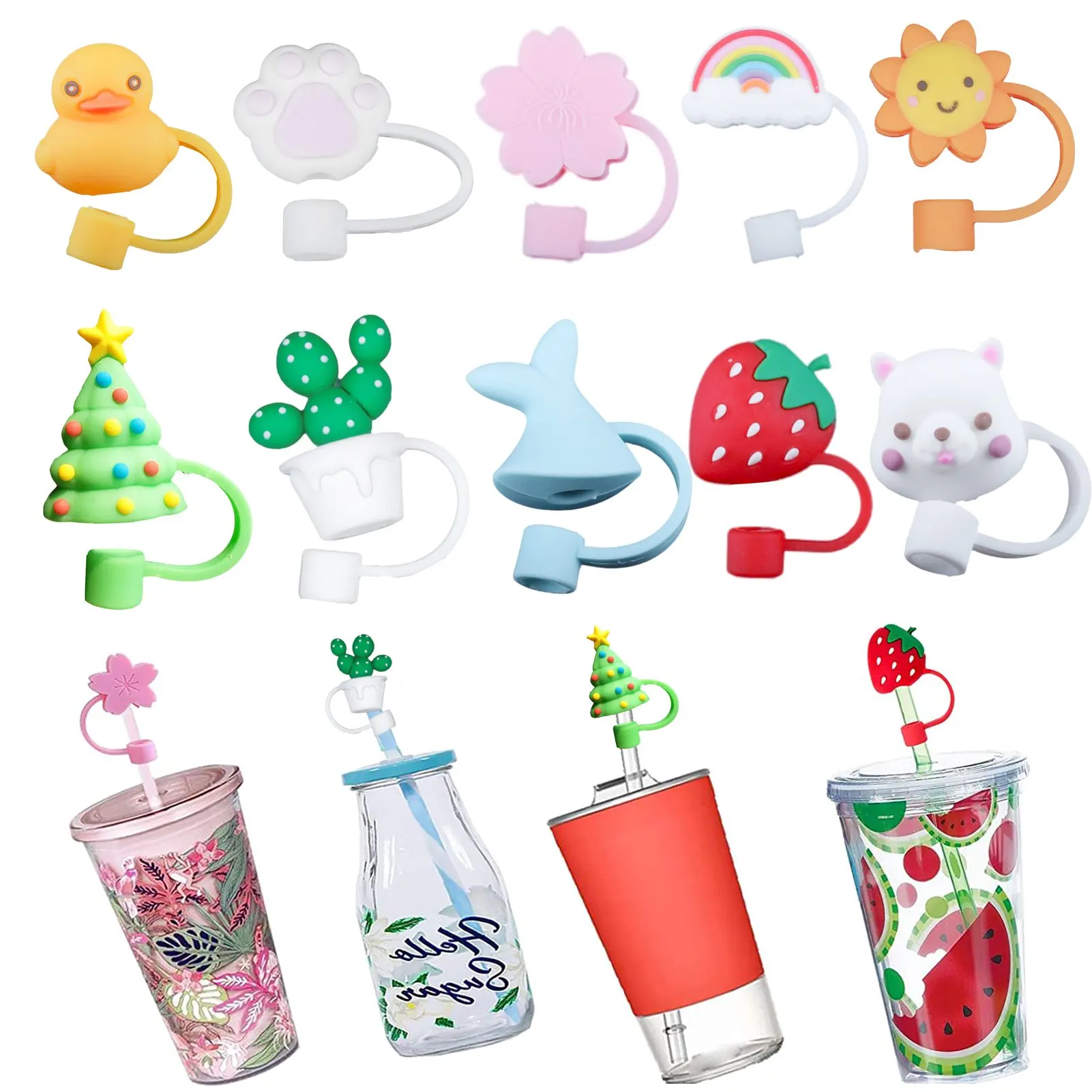 4 Pcs Reusable Straw Tips Cover Cute Cloud Shape Straw Cover Caps Anti-Dust  Silicone Straw Toppers Drinking Straw Cover Tips Lids for 6-8