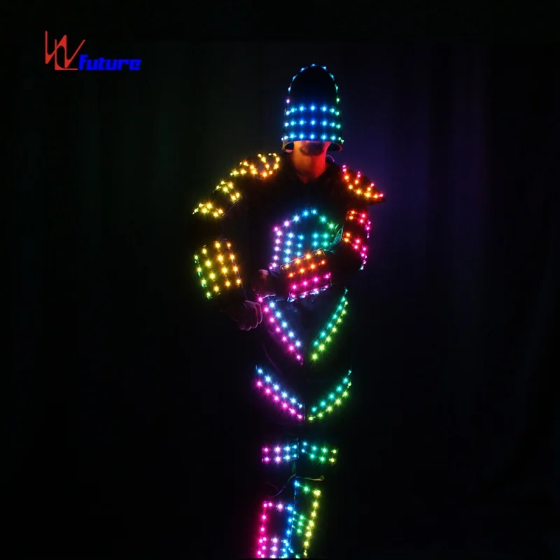 Boys Dance Costume Led Robot Luminous Glowing Dance Costumes For Men 