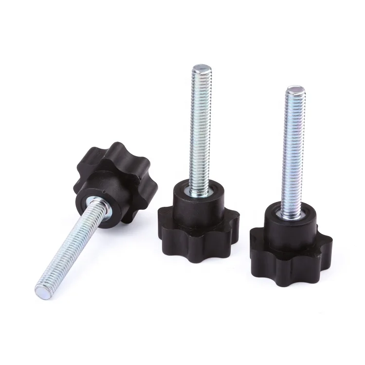 Plum blossom handle bolt black plastic head five pointed star handle screw M3-M8 machine screw