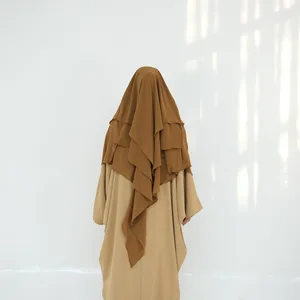 Double-layered Ruffled Large Scarf, Shawl, Chiffon Full Cover, Shima Headscarf, Summer Islamic Clothing, Muslim Middle East