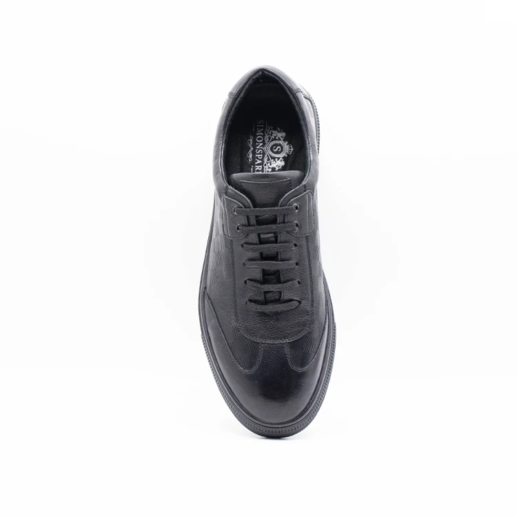 Korean Men's Fashion Casual Leather Shoes Men All-Match Black Sneakers Shoes