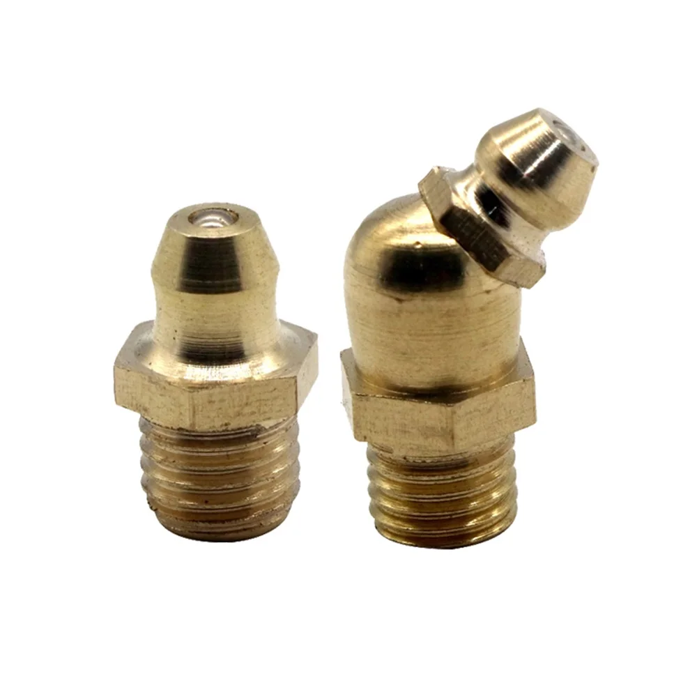 2pc Grease Flat Nozzle Fitting Nipple Grease Lubrication Parts Gold New 
