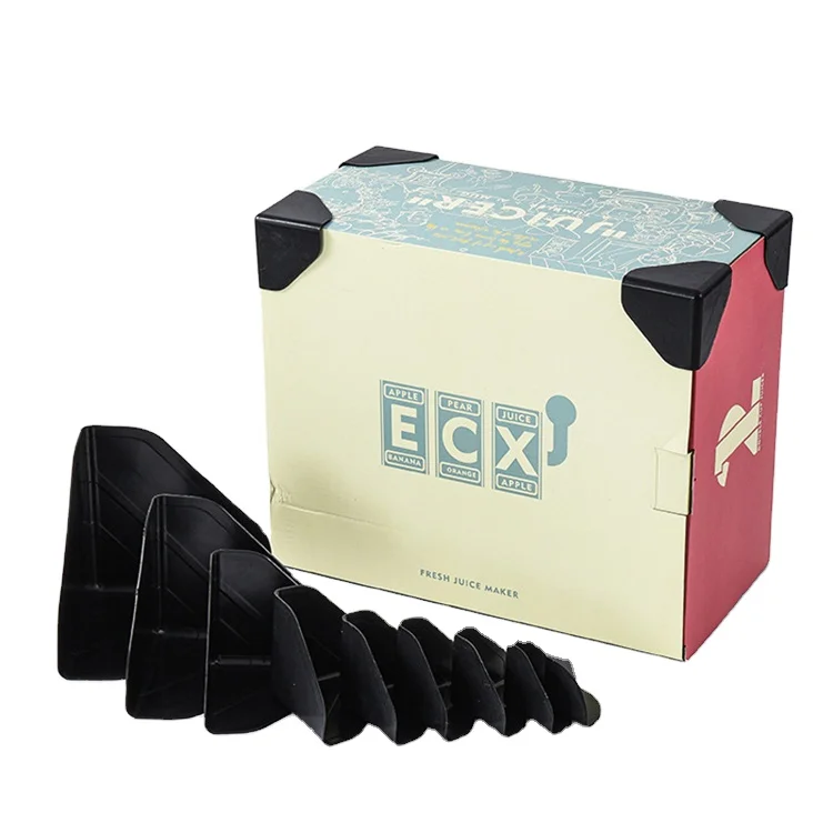 60mm Anti-collision Cardboard Box Plastic Corner Protection Furniture Packaging Box Three Sided Plastic Protective Corner Black