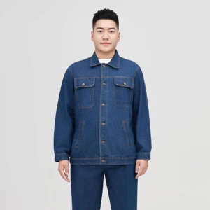 Unisex Comfortable Denim Overalls Blue Safety Workwear with Wear-Resistant Feature