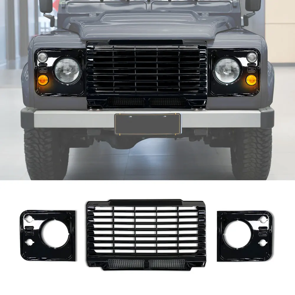 Glossy Black Front Grille For Land Rover Defender 90/110 - Oem