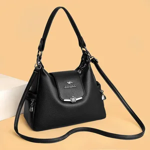 2026 New Solid Color Fashion Retro Large Capacity Shoulder Bag Elegant Women's Handbag