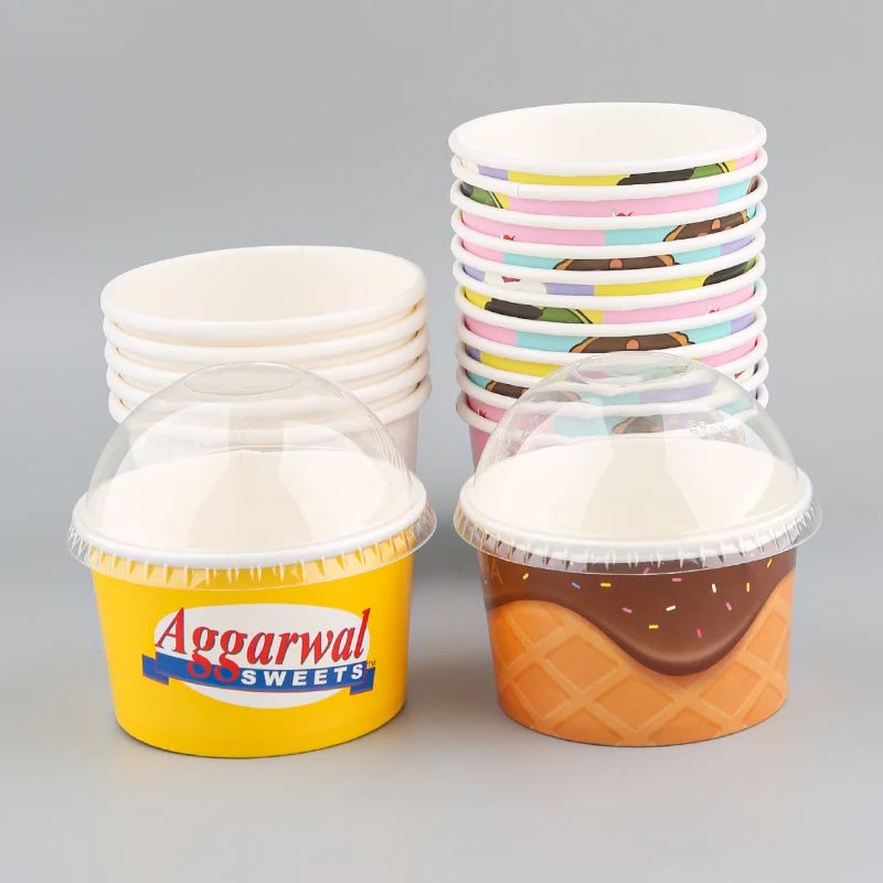 Biodegradable Custom Disposable Ice Cream Cups 4oz 5oz 6oz 8oz 10oz