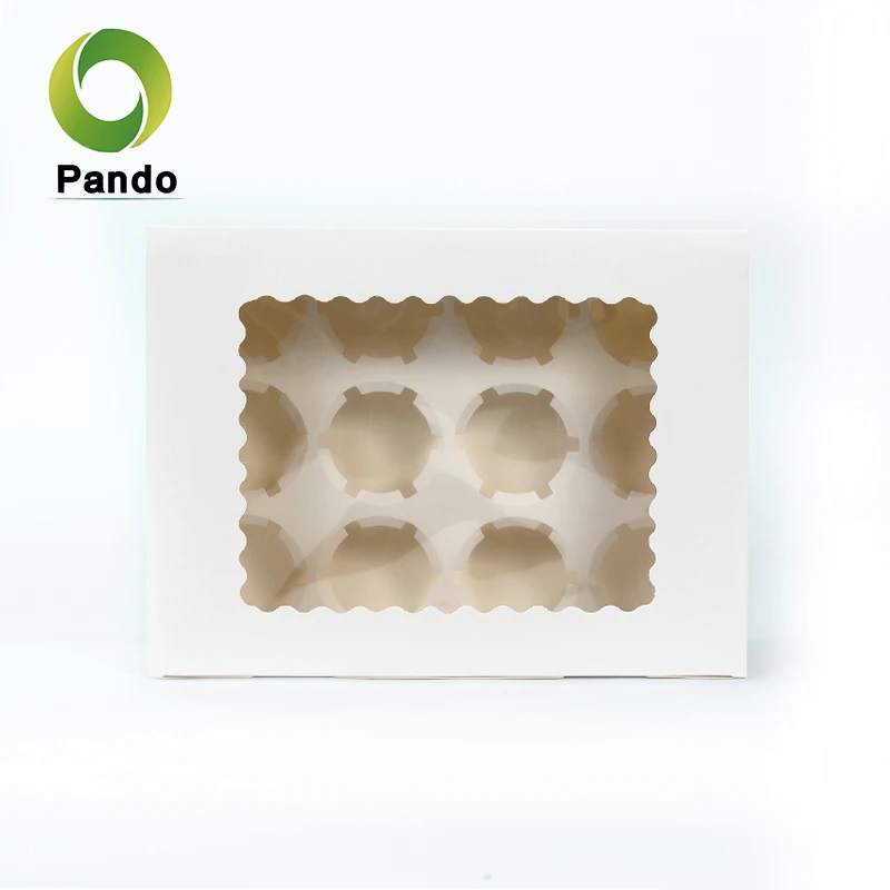 Custom Logo Printing Bakery Pastry Muffin Custom Packaging  12 hole Cupcake Box With Insert