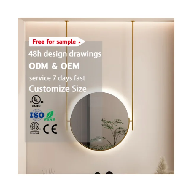 Stainless Steel Waterproof with Ce Fcc Bathroom Makeup Simple Sensing Hotel Led Ceiling Hanging Mirror