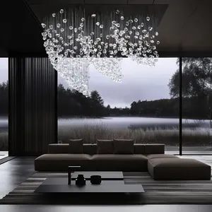 ECOJAS Villa Hotel Lobby Shopping Mall Crystal Stone Lighting Solution K9 Crystal Customized Chandelier