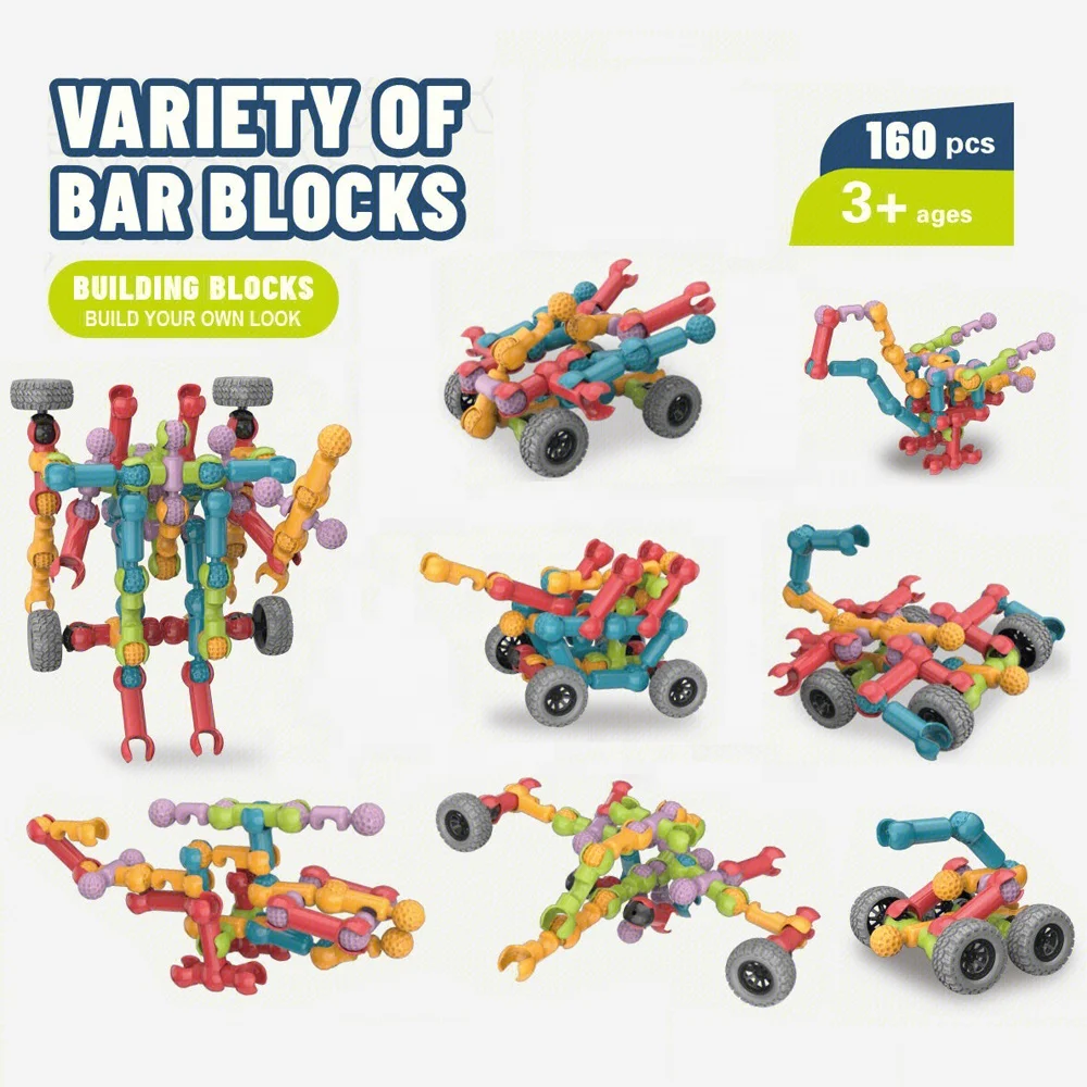 160cs STEM Engineering Building Kit DIY Assembly Skeleton Joint Rod Building Blocks Creative Skeleton Sticks Bricks Building Toy