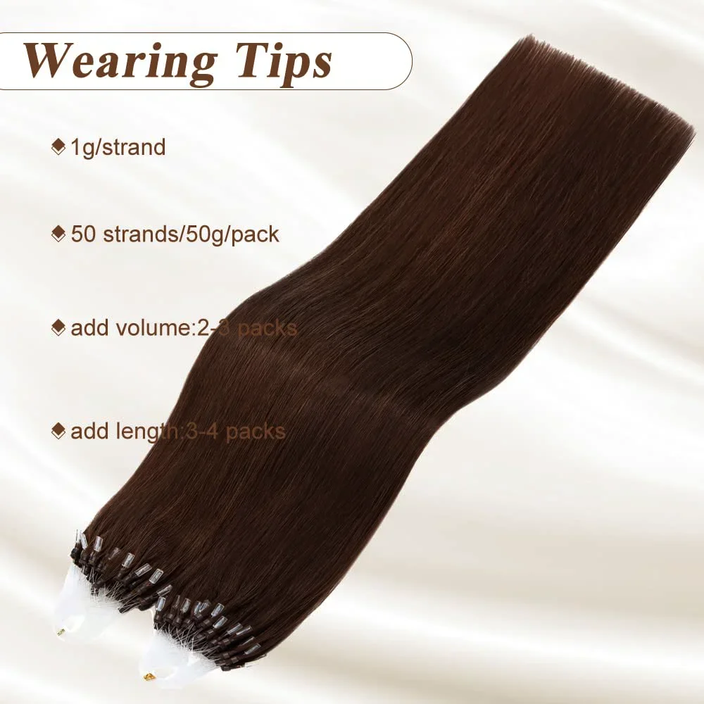 Natürlicher Micro-Loop-Ring, Remy-Echthaar-Extensions, Highlights, glatt, 50 Strähnen, 50 g_voghion.com