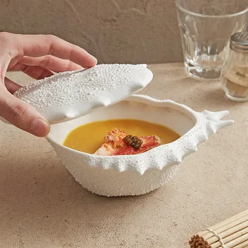 TOPBATHY Marmite Céramique Avec Couvercle Bol à Soupe Élégant Ustensile De Cuisine Pratique Vaisselle Résistante Chaleur