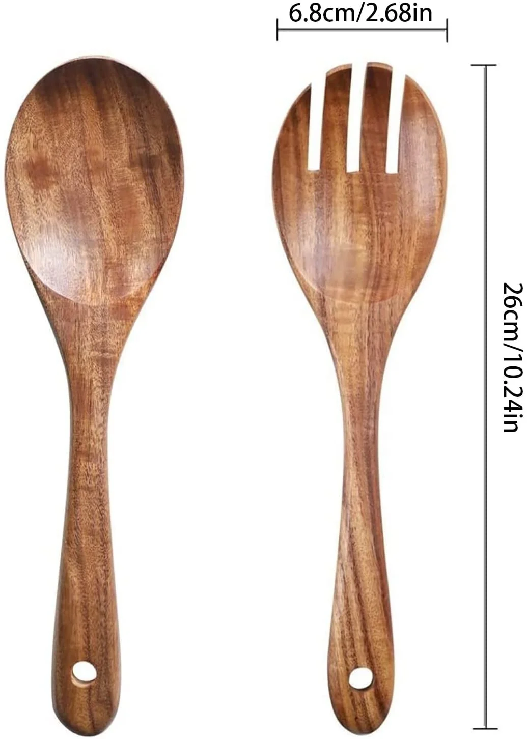 Hot Sale Wood Acacia Salad Servers New Design Salad Serving Utensils Tool