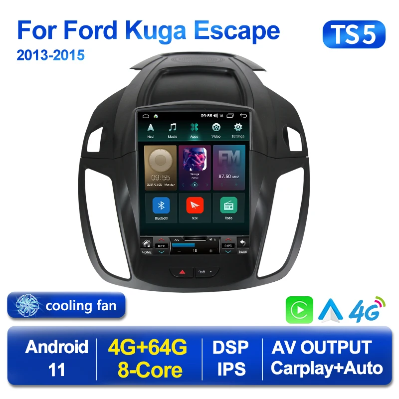 Android 12 Car Radio Multimedia Video Player for Ford Kuga 2 Escape 3  2012-2019 Car Stereo GPS Navigation Support Bluetooth CarPlay Android Auto  WiFi