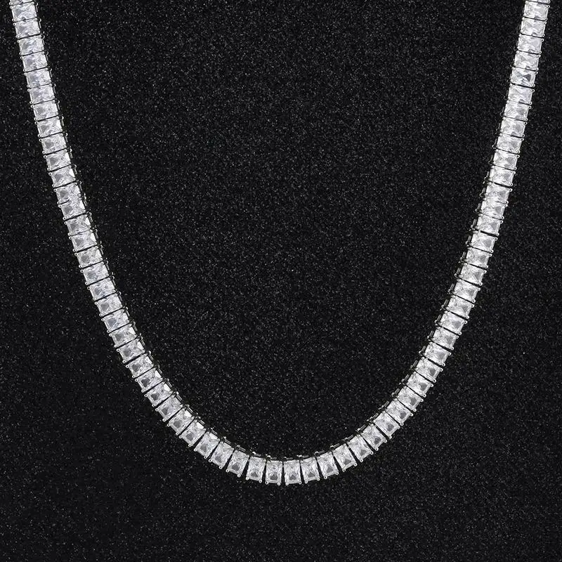 KRKC&CO Baguette Tennis Chain - 22 Inch CZ Diamond Necklace