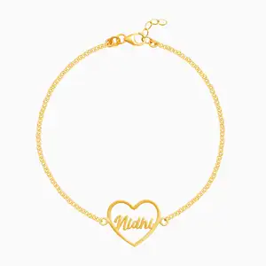 Custom Name Silver Bracelets Personalized Sterling Silver 18k Gold Plated Baby Letter Name Bracelet for Baby