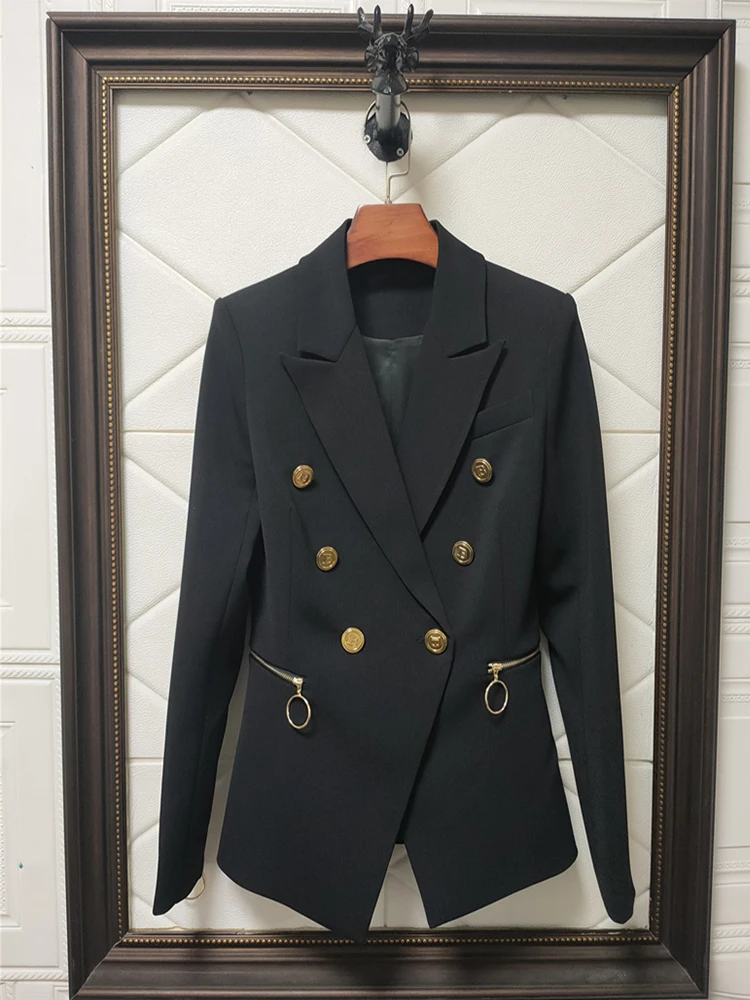 HIGH STREET Newest 2022 Designer Jacket Women Slim Fitting Zipper Double Breasted Buttons Blazer