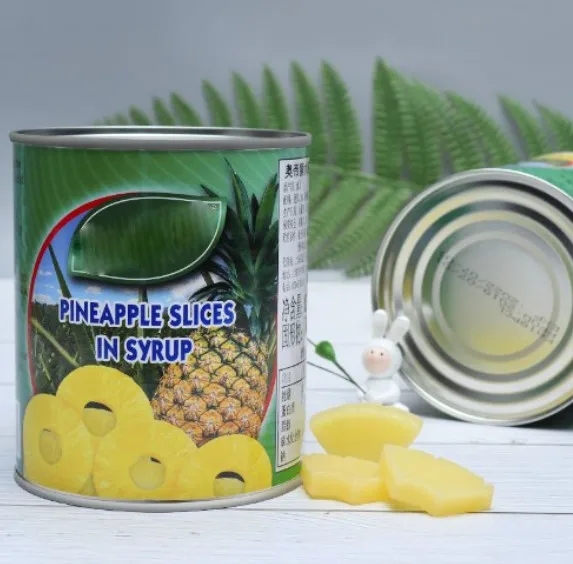 Hot selling snacks preserved canned fruits food slices canned  sliced Pineapple