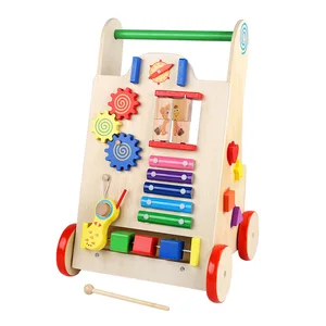 Budget-friendly Children's  Education Wooden Frame Baby Walkers Andadores Para Bebés Juguetes Trolley Toys for Kids Boys Girls