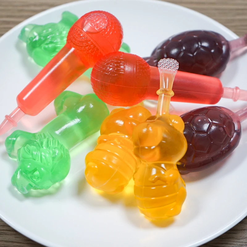 Tik Tok Halal Assorted Fruit Shape Soft Jelly Candy Mini Juice Fruit Suck Jelly Drink