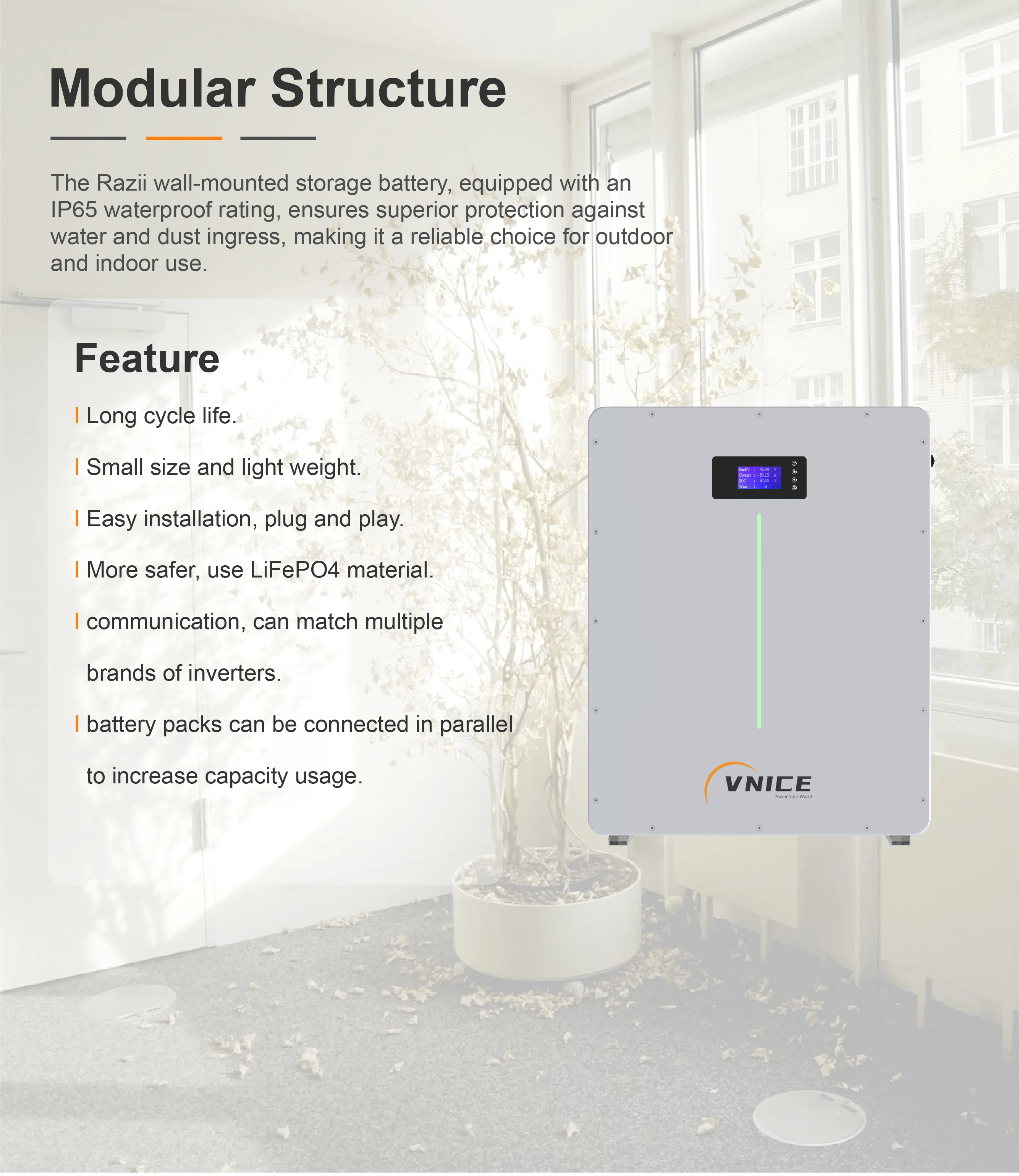 Wall Ip65 Lithium Batteryriese Power Bat Powerd Lights Mounted 12v 50ah