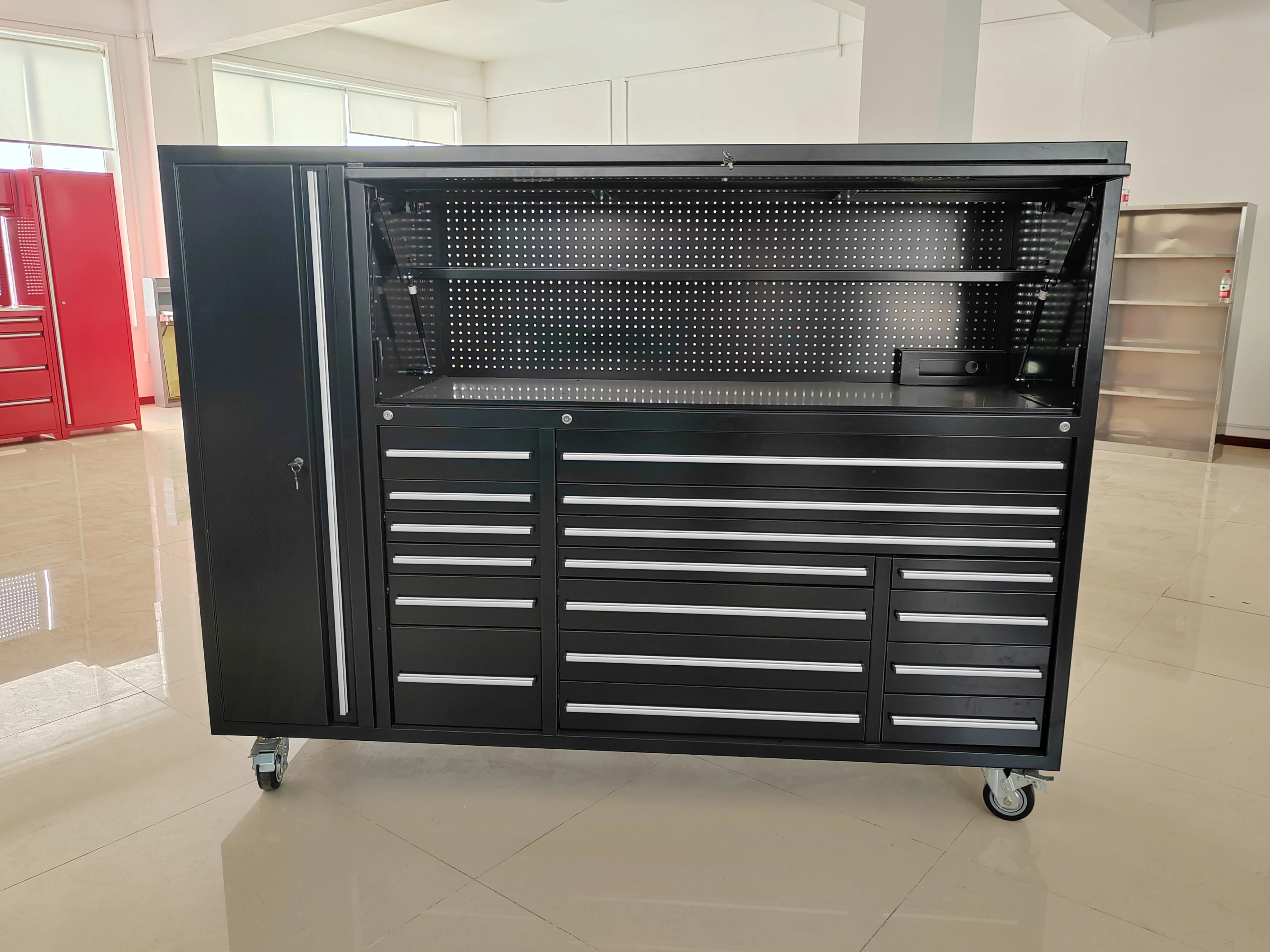 Mobile Workshop Metal Storage Cabinet Lockable Tool Cabinet On Wheels ...