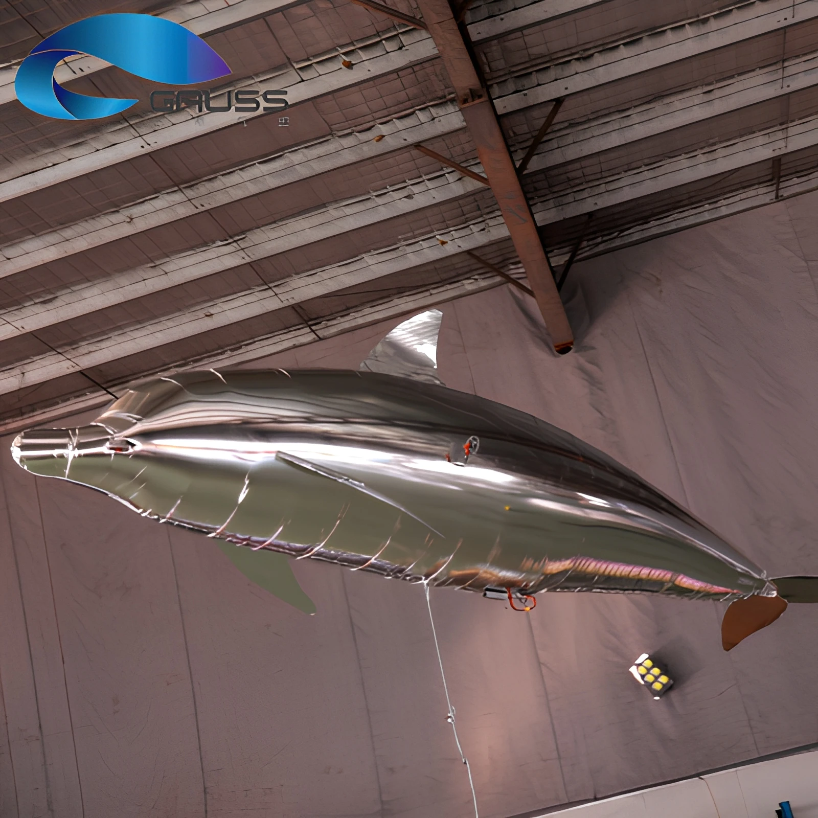 RC Metallic Foil Inflatable Dolphin Remote Control Flying Air Dolphin Balloon Flying Drone for Commercial Flight Performance