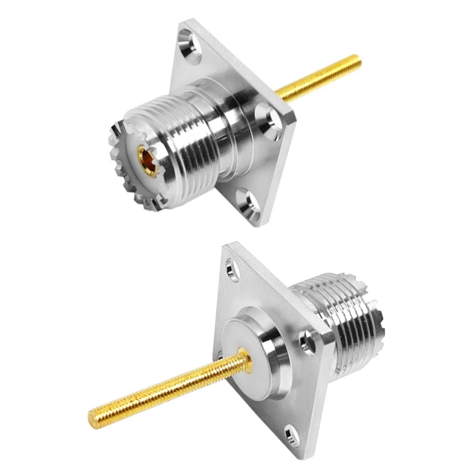 Factory SO239 UHF Female Jack 4-hole Flange Solder Mount Panel Connector M3 M4 (long 25 MM) RF Coax Coaxial Connectors in Stock
